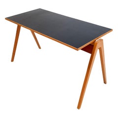 Robin Day Hillestak Table/Desk with Black Warerite Top for Hille, 1950s