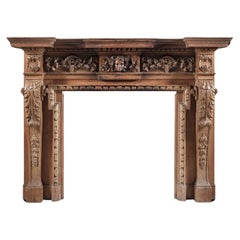 A Robustly Carved George II Style Pine Chimneypiece of Impressive Scale
