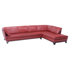 A Roche Bobois Cinnamon Brown Leather Sectional Sofa designed by Philippe Bouix.