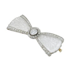 Rock Crystal and Diamond Bow Brooch by Ernst Paltscho