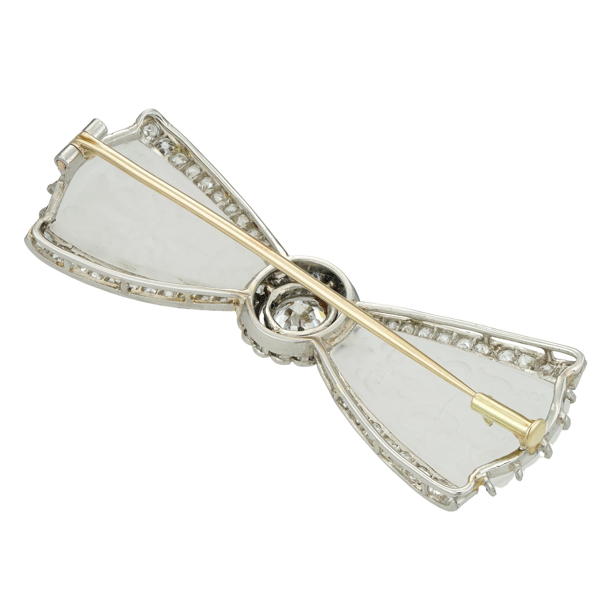 crystal bow brooch