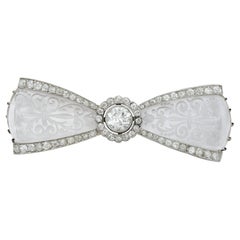 Rock Crystal and Diamond Bow Brooch by Ernst Paltscho