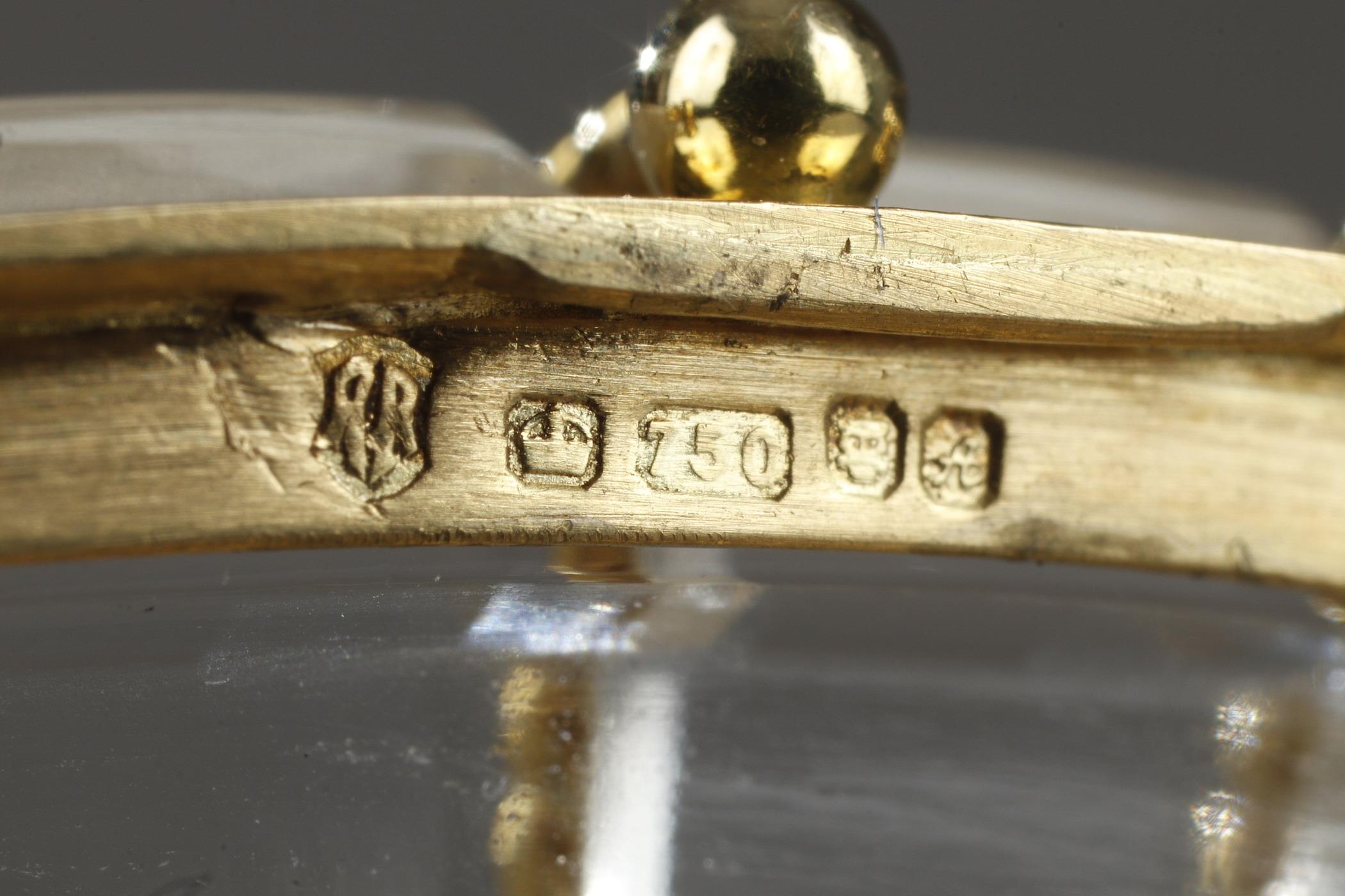 Boîte en cristal de roche avec montures en or émaillé, Algernon Asprey LTD, Sheffield. en vente 7
