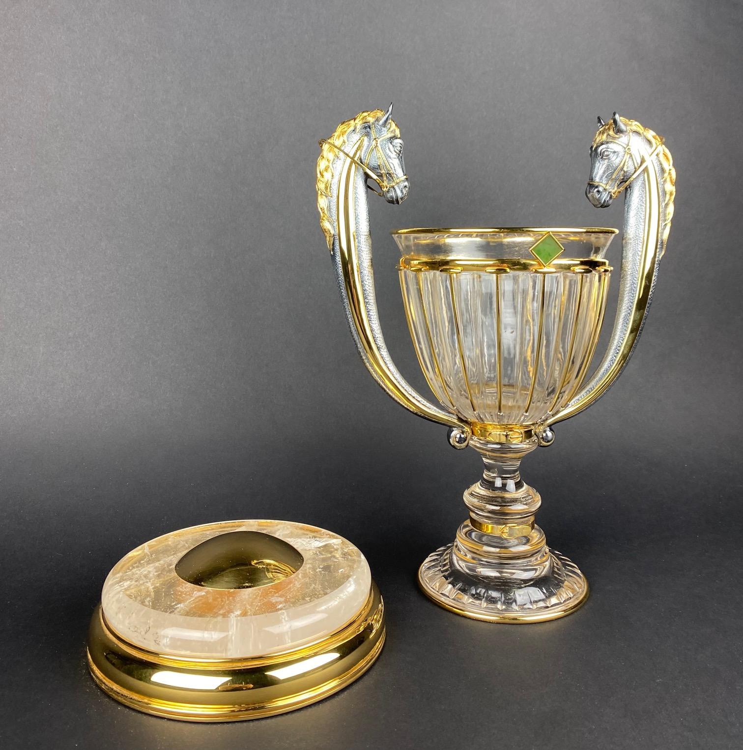 Una coppa in cristallo di rocca e argento sterling di Wolfers in vendita 10