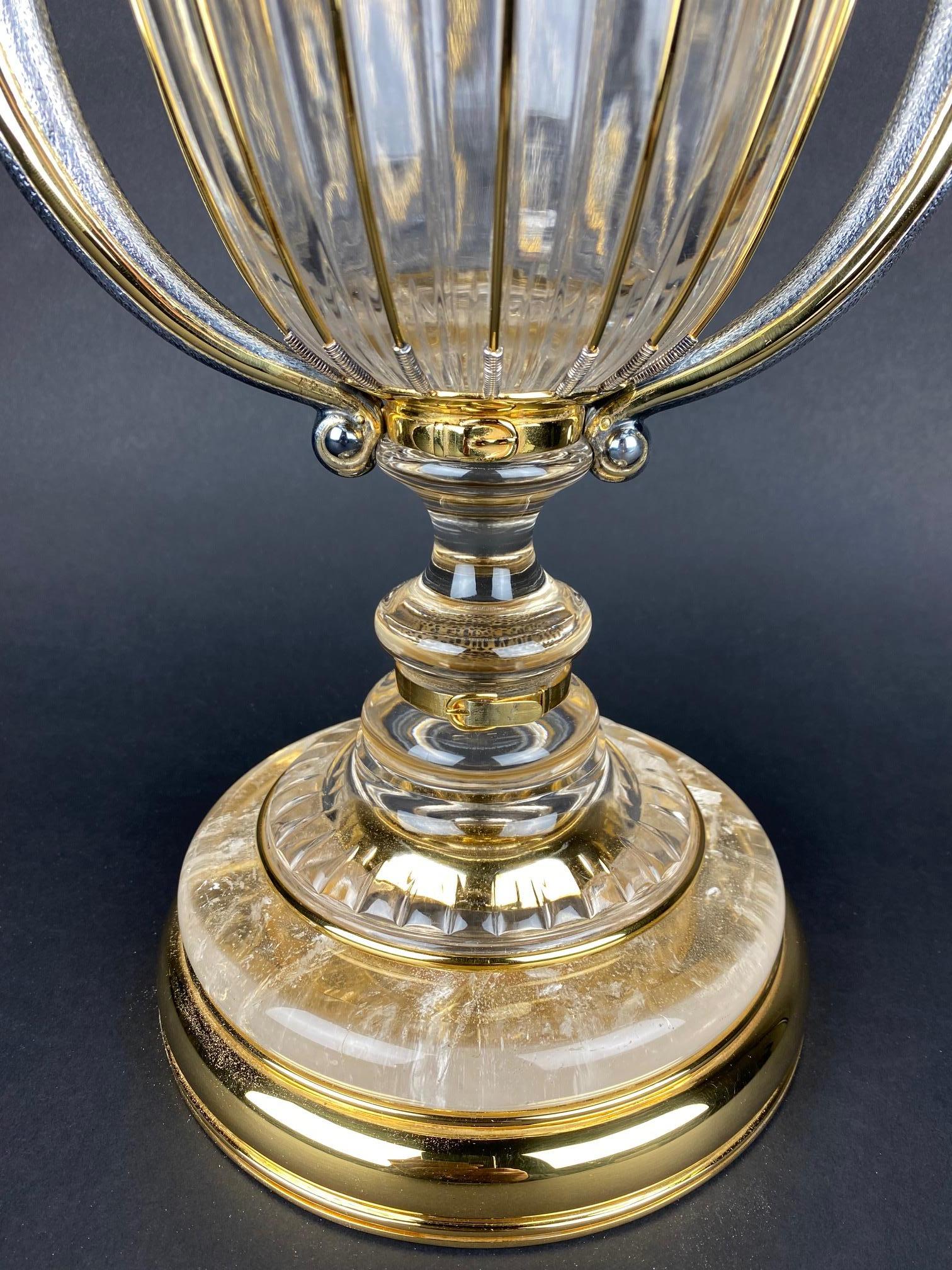 Vermeil Una coppa in cristallo di rocca e argento sterling di Wolfers in vendita