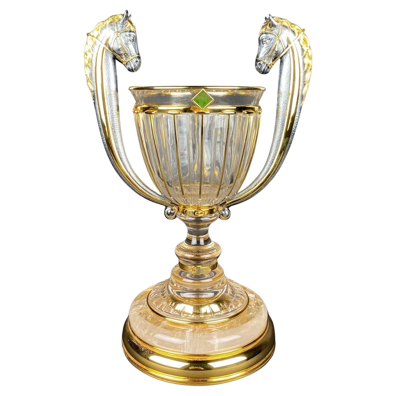Coupe en cristal de roche et en argent par A Silver en vente