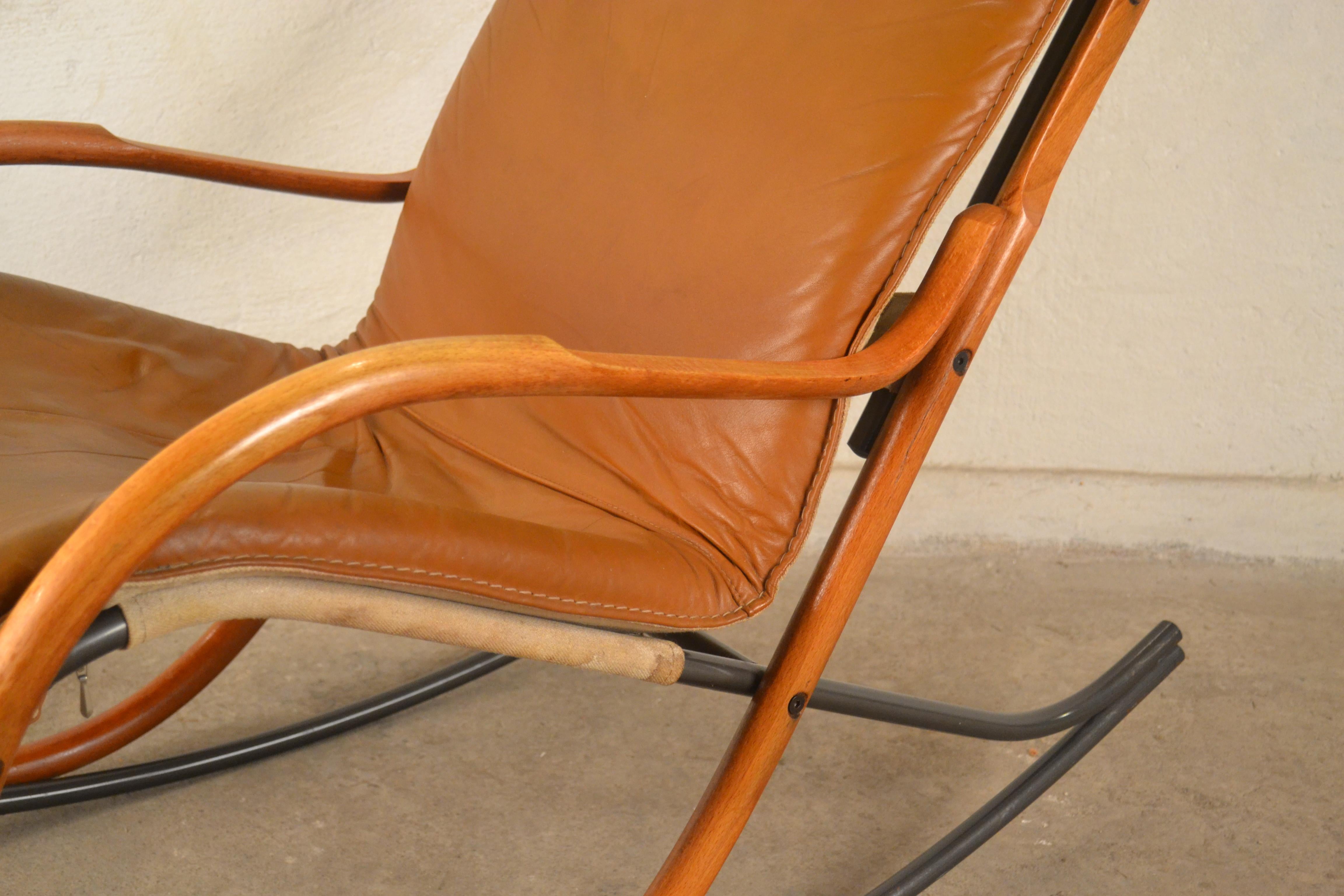 Late 20th Century Rocking Chair Designed by Paul Tuttle, Strässle, Switzerland, 1970s For Sale