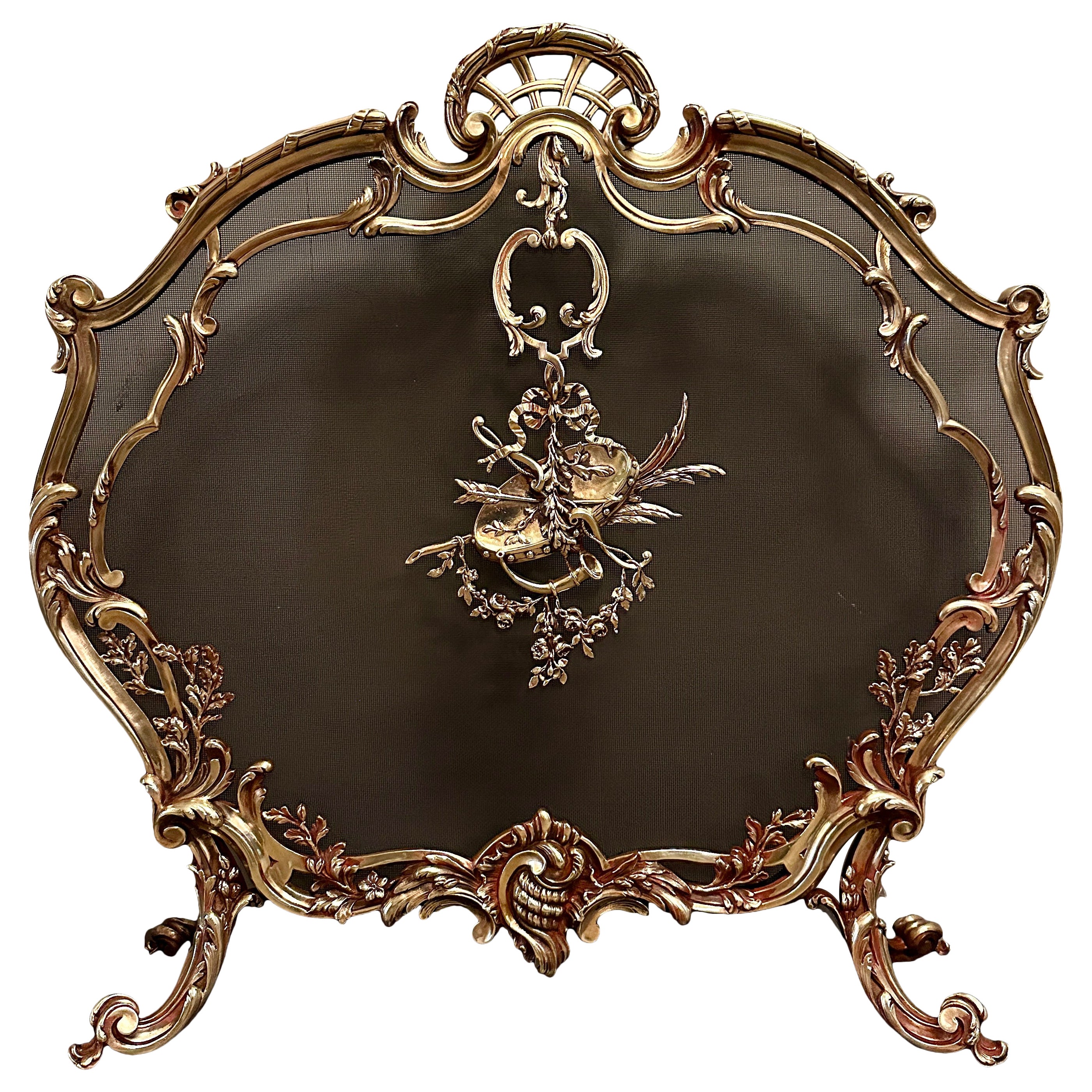 Parafuoco in bronzo French Rococo di Bouhon Freres in vendita