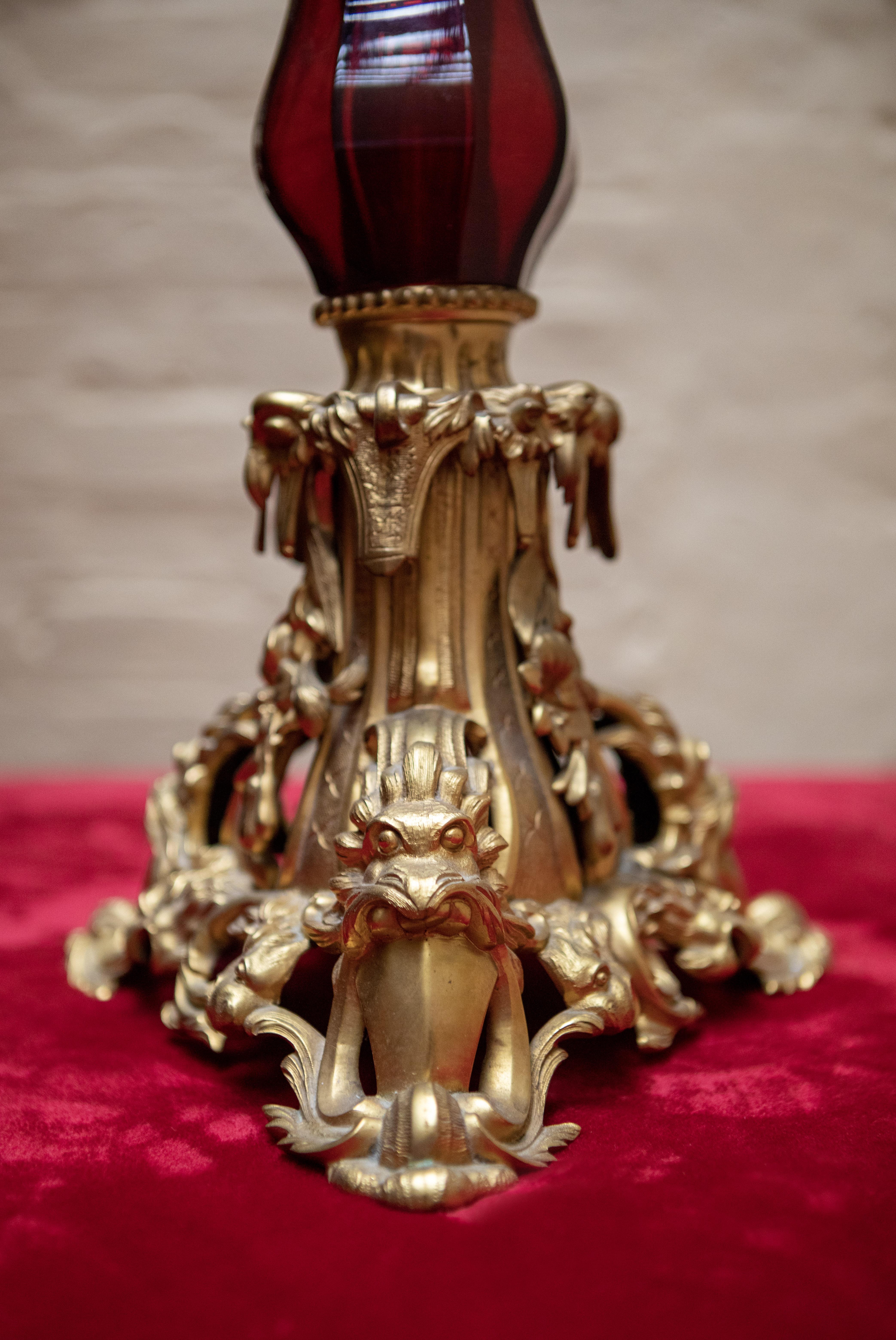 French  A Rococo Gilded Bronze Lamp, Circa 1850 For Sale