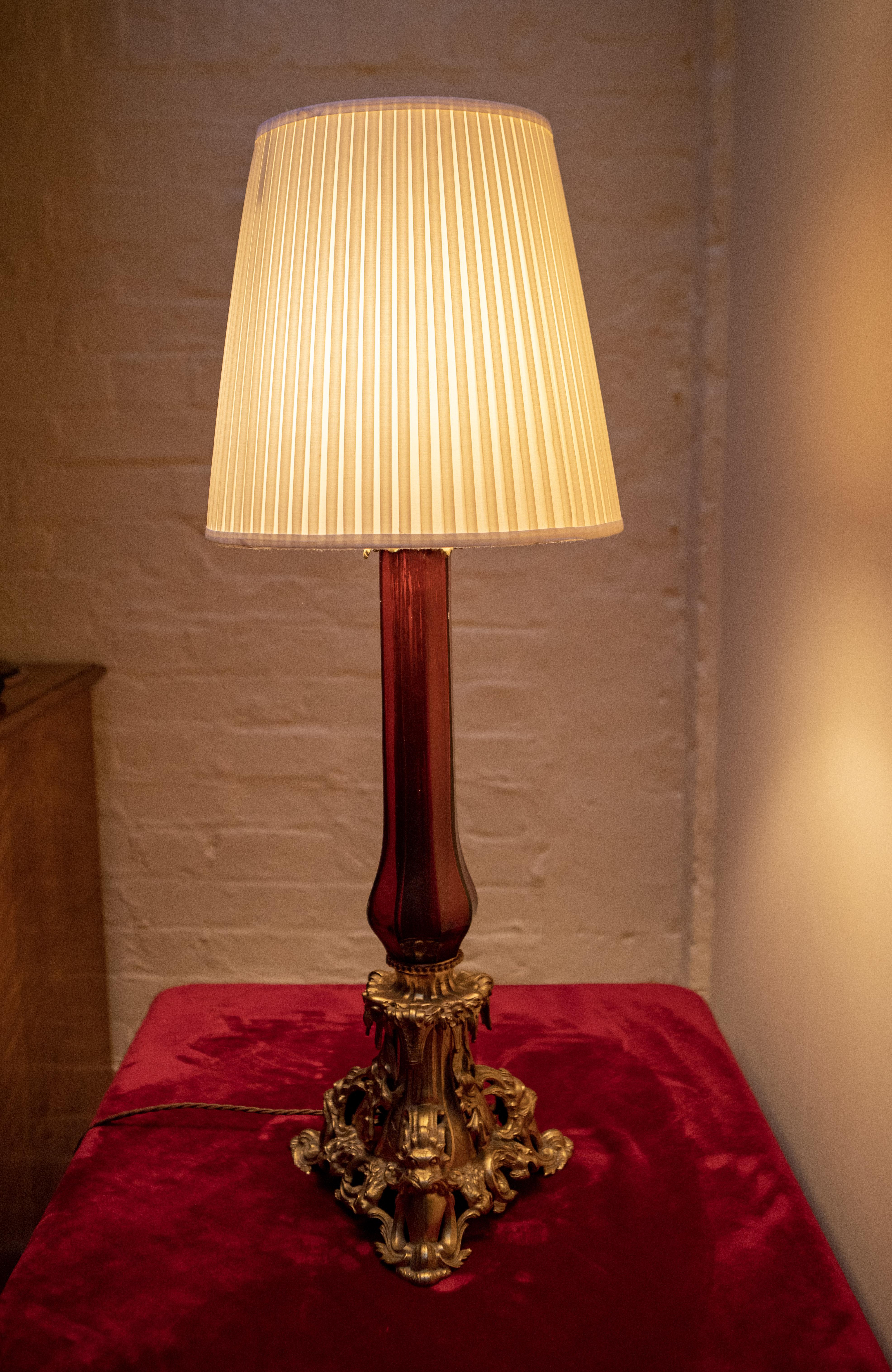 19th Century  A Rococo Gilded Bronze Lamp, Circa 1850 For Sale
