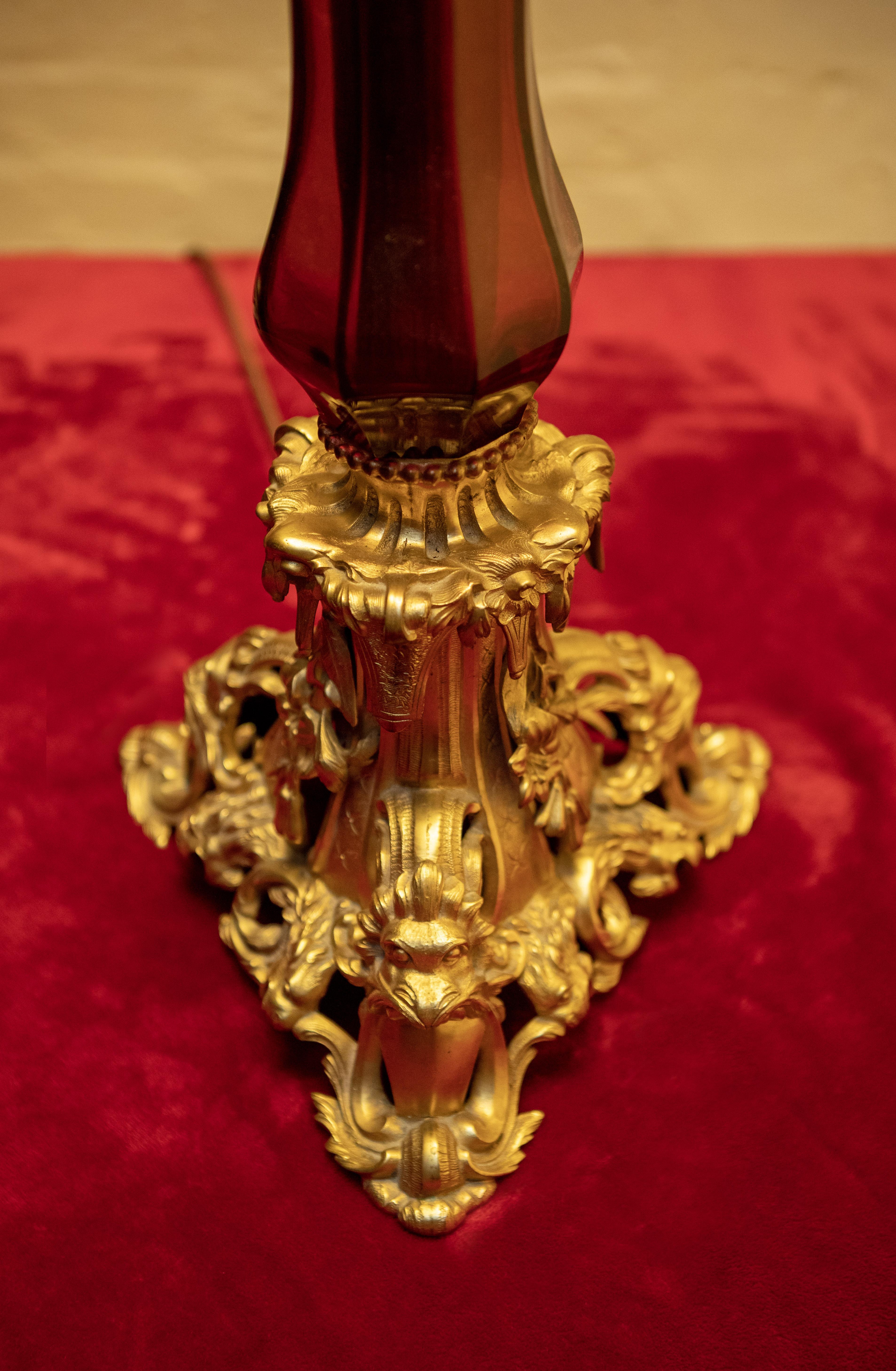 Brass  A Rococo Gilded Bronze Lamp, Circa 1850 For Sale