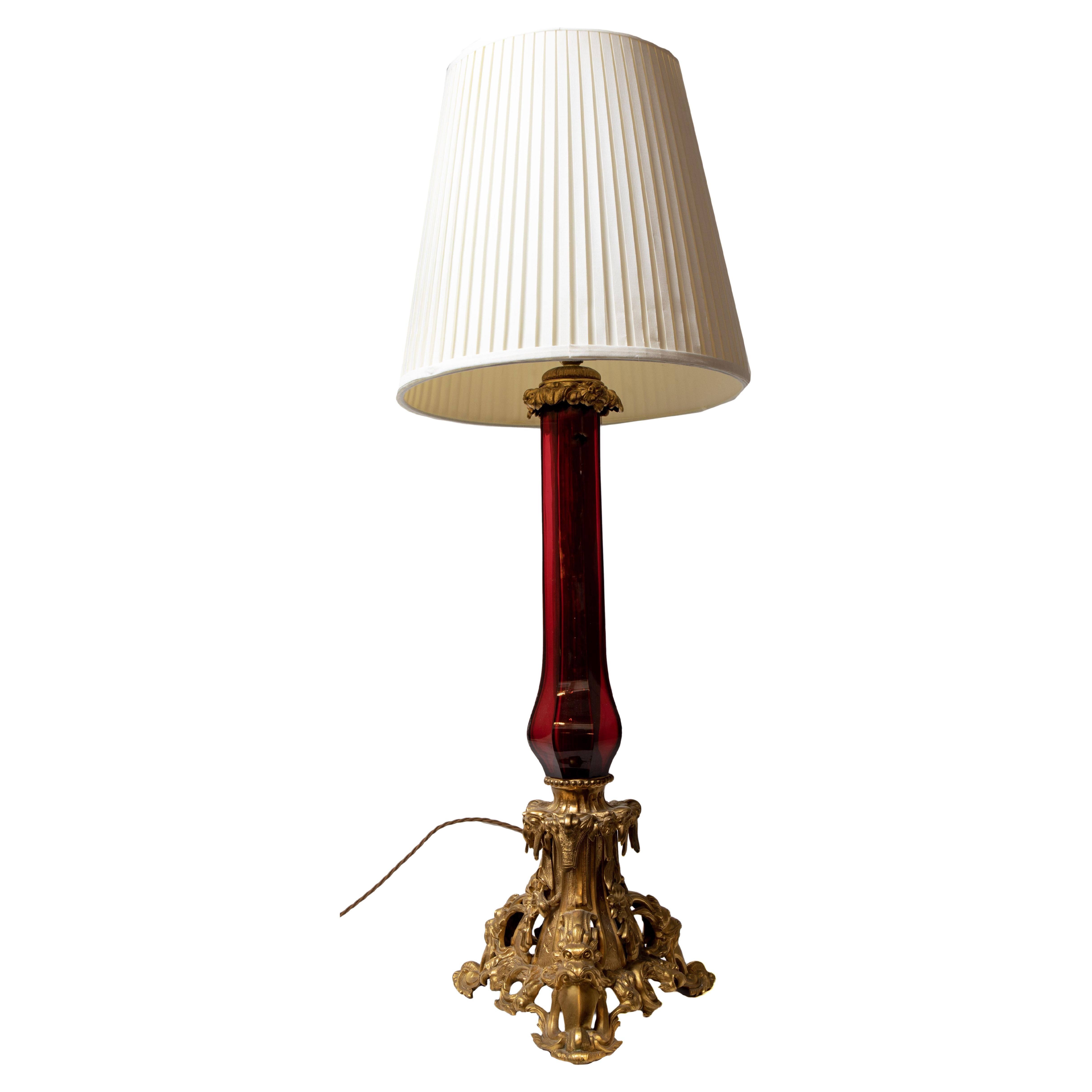  A Rococo Gilded Bronze Lamp, Circa 1850 For Sale