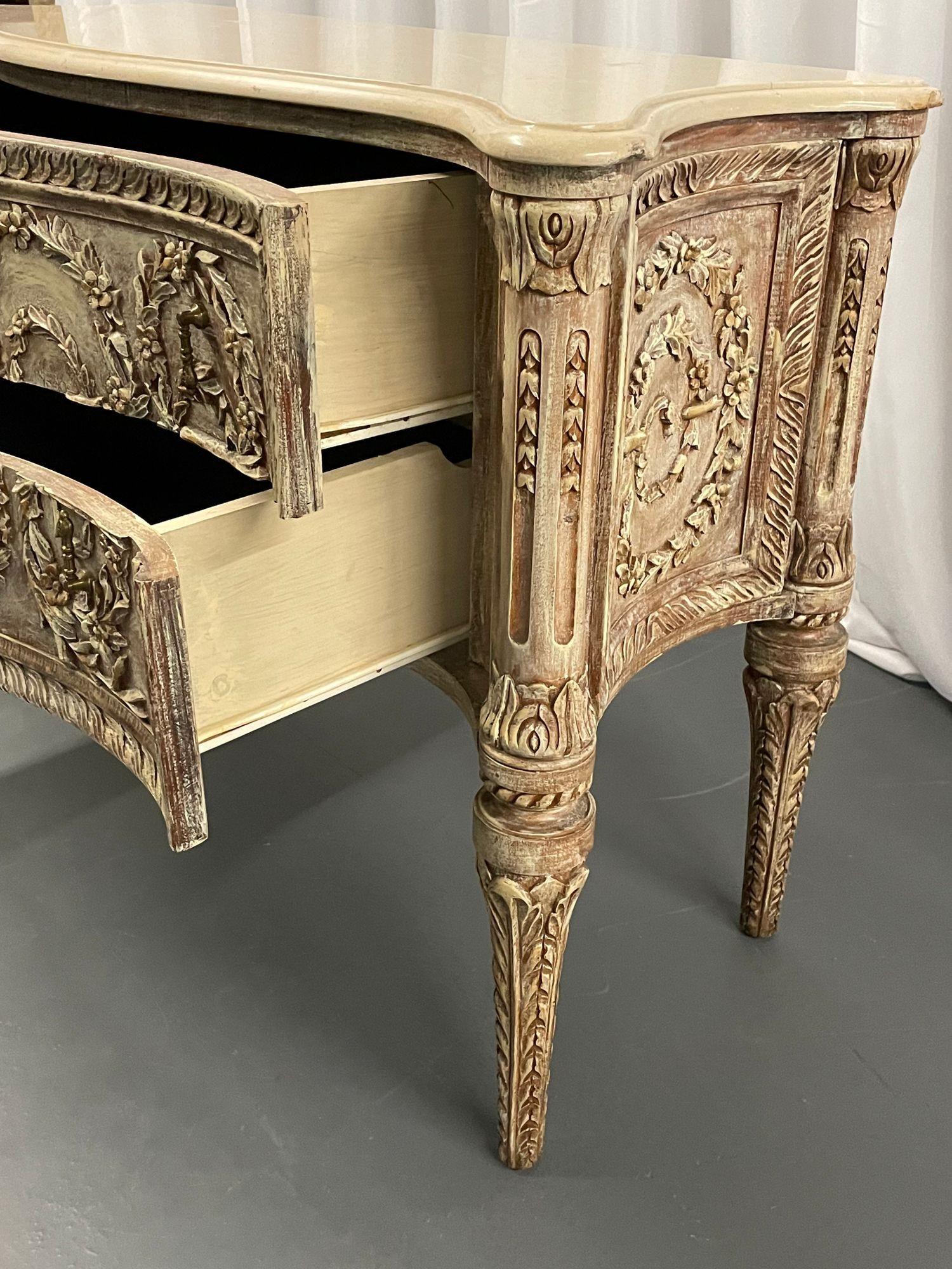 A Rococo Style Commode, Chest, Dresser with a Marble Top, Carved For Sale 1