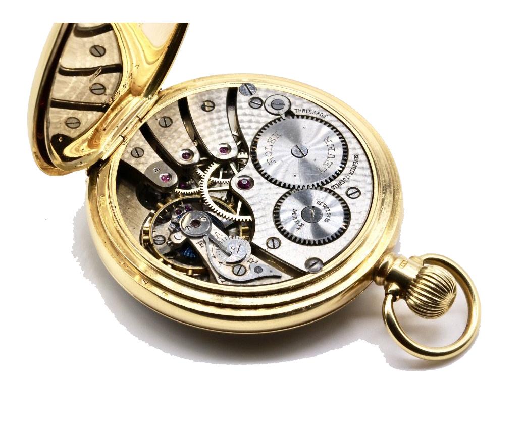 Rolex 18 KCarat Yellow Gold Gentleman's Open Faced Keyless Pocket Watch In Good Condition In Windsor Forest, Berkshire