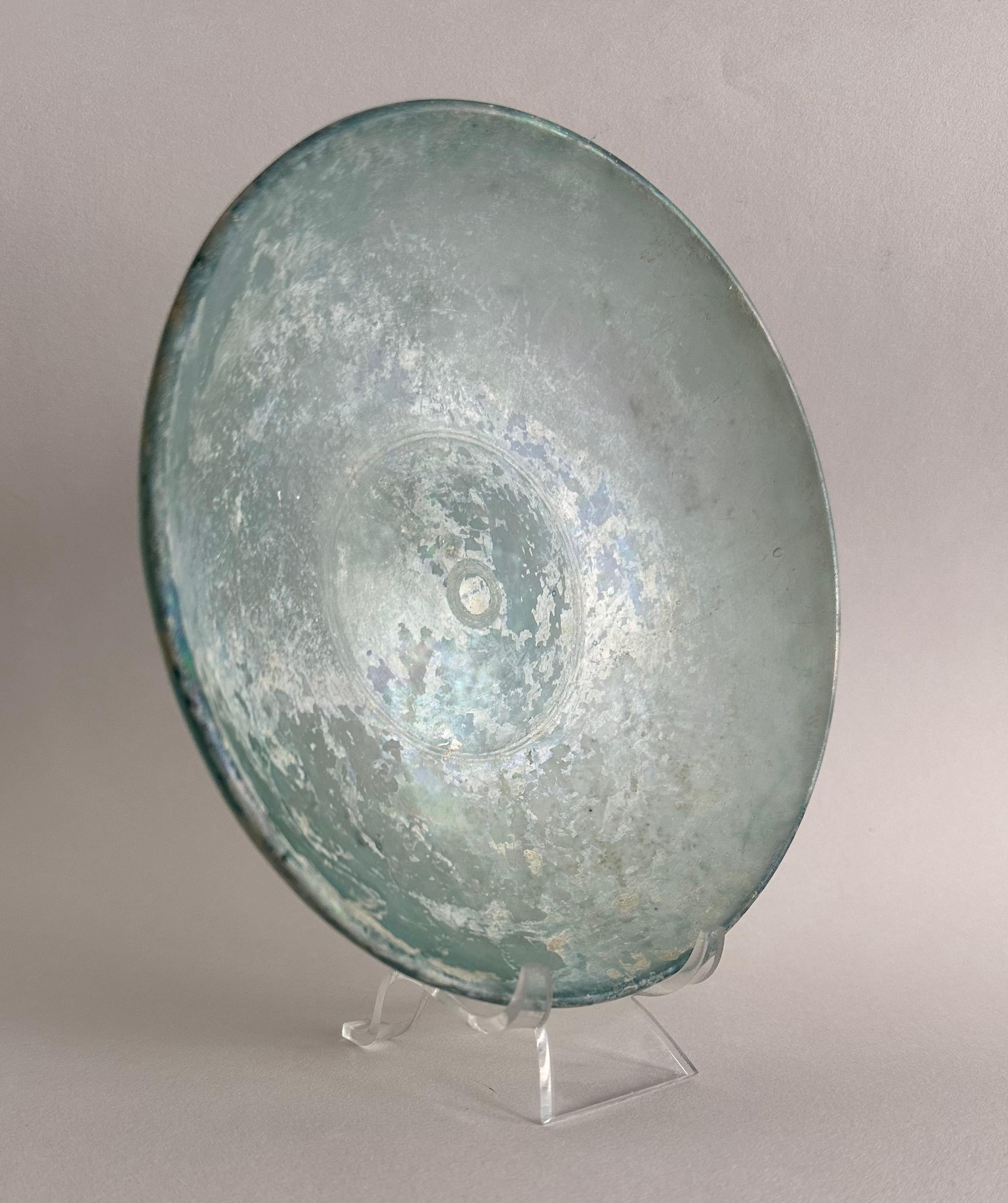 A Roman Blue Glass Bowl, Hellenistic Period, 1st Century B.C. For Sale 3