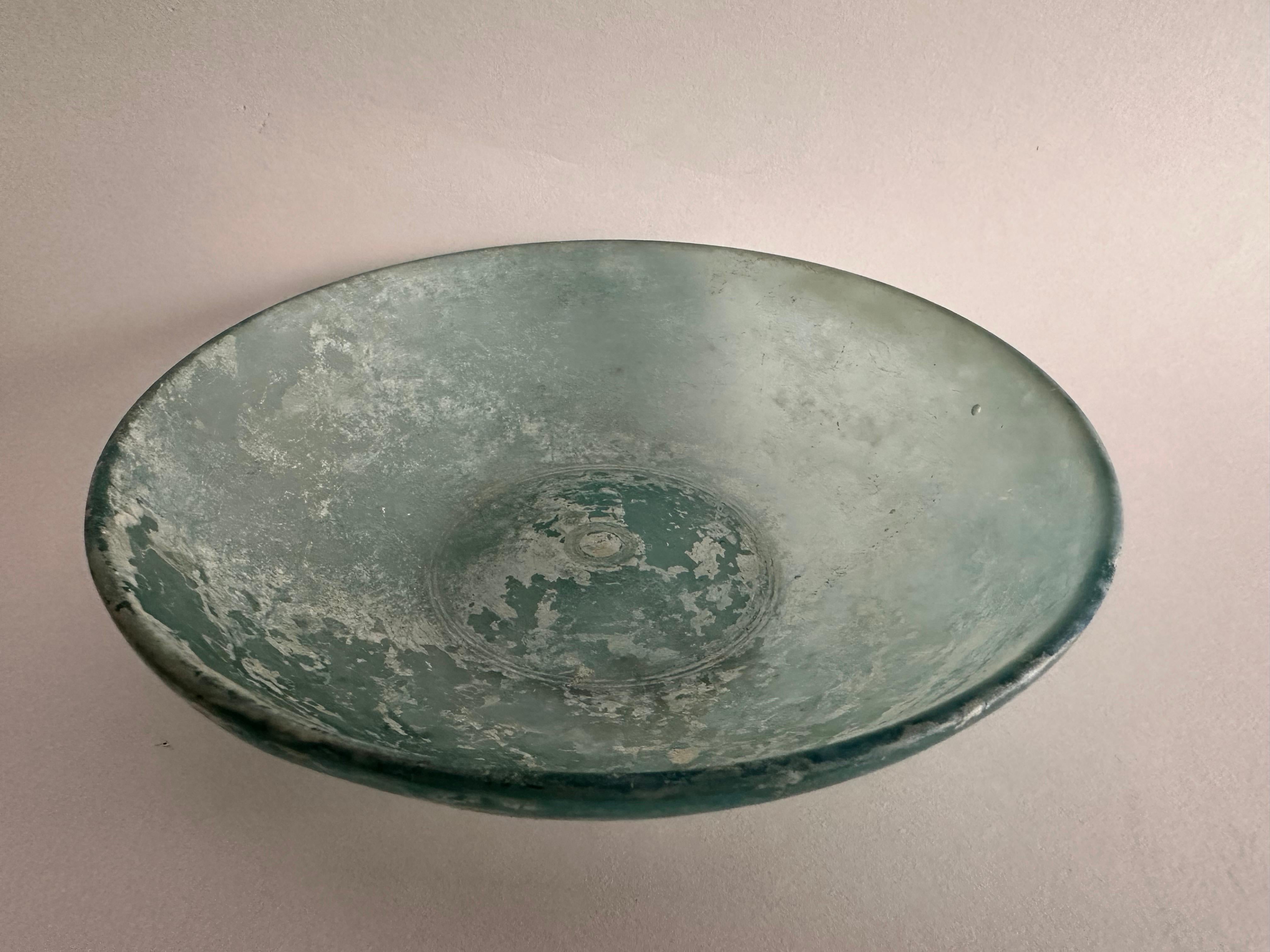 A Roman Blue Glass Bowl, Hellenistic Period, 1st Century B.C. For Sale 2