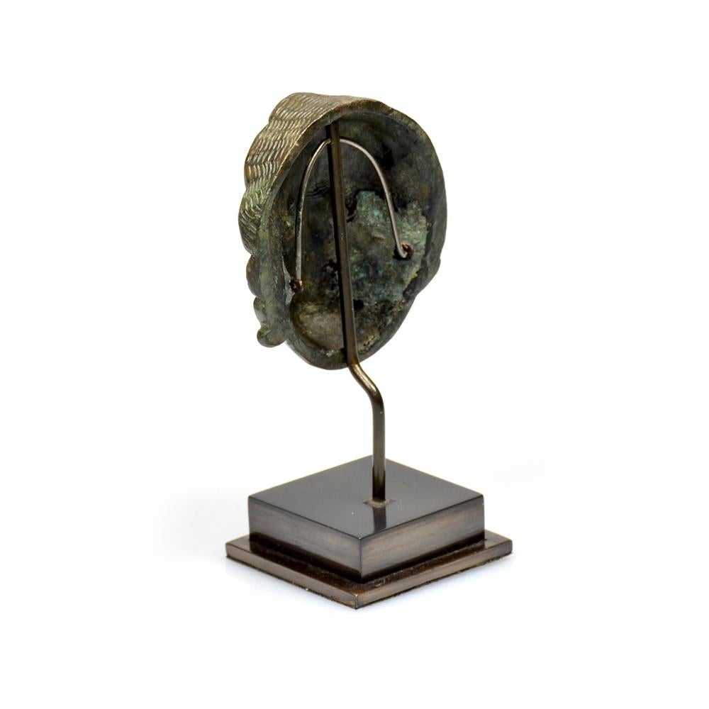 Italian A Roman bronze head attachment of a youth For Sale