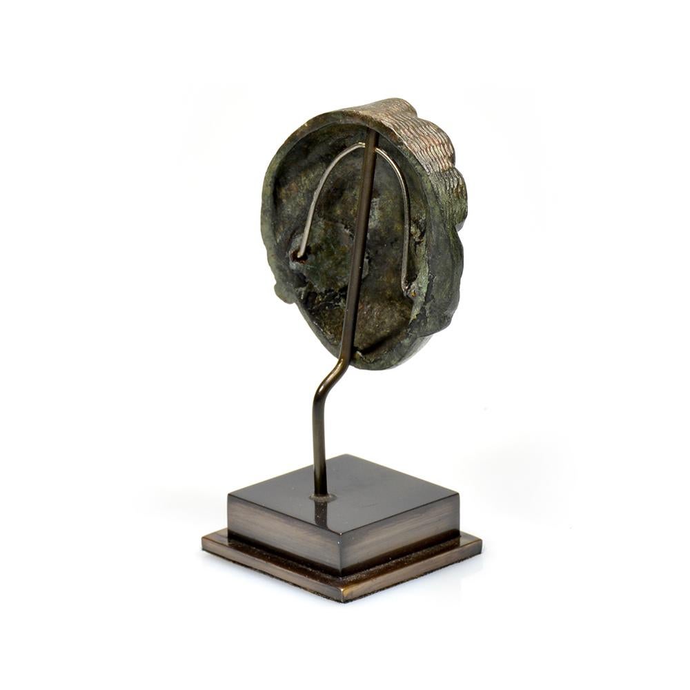 18th Century and Earlier A Roman bronze head attachment of a youth For Sale