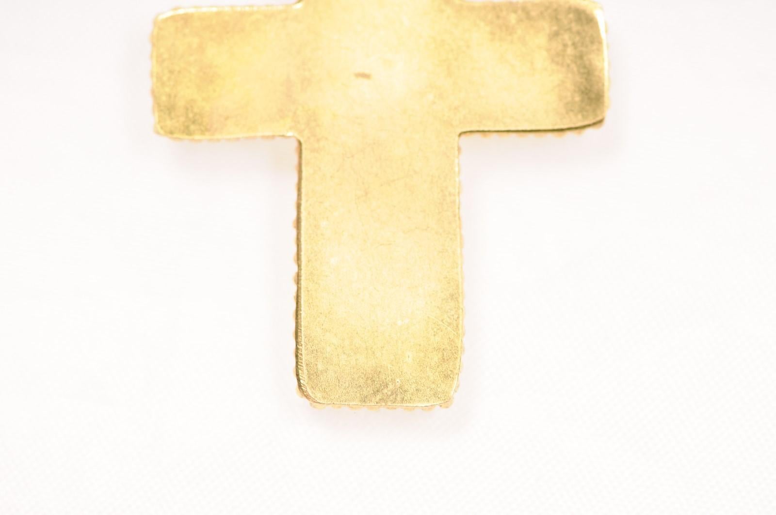 Cruz romana de cristal engastada en oro de 21 quilates (sólo colgante) en venta 1