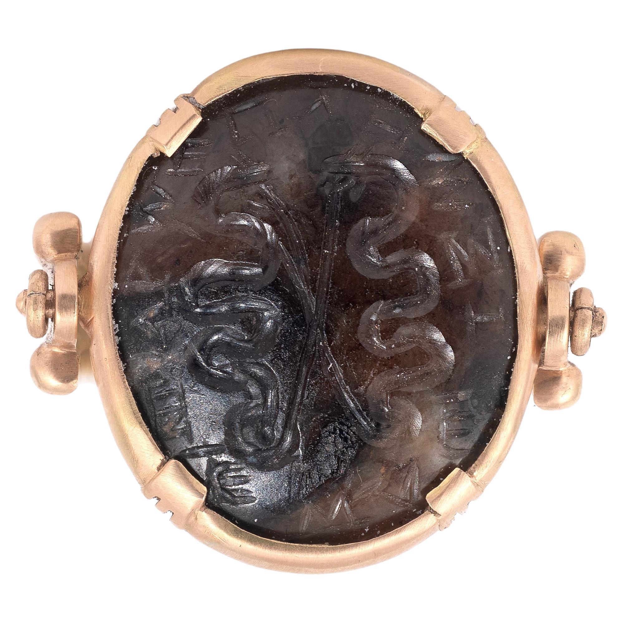 A Roman Gnostic Intaglio In Agate 3rd Century AD Ring For Sale