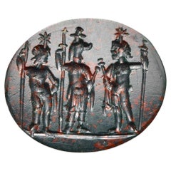 A Roman Heliotrope Gnostic Intaglio — Anubis with the Dioscuri