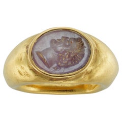Römischer Hartsteinring mit Intaglio aus Gold