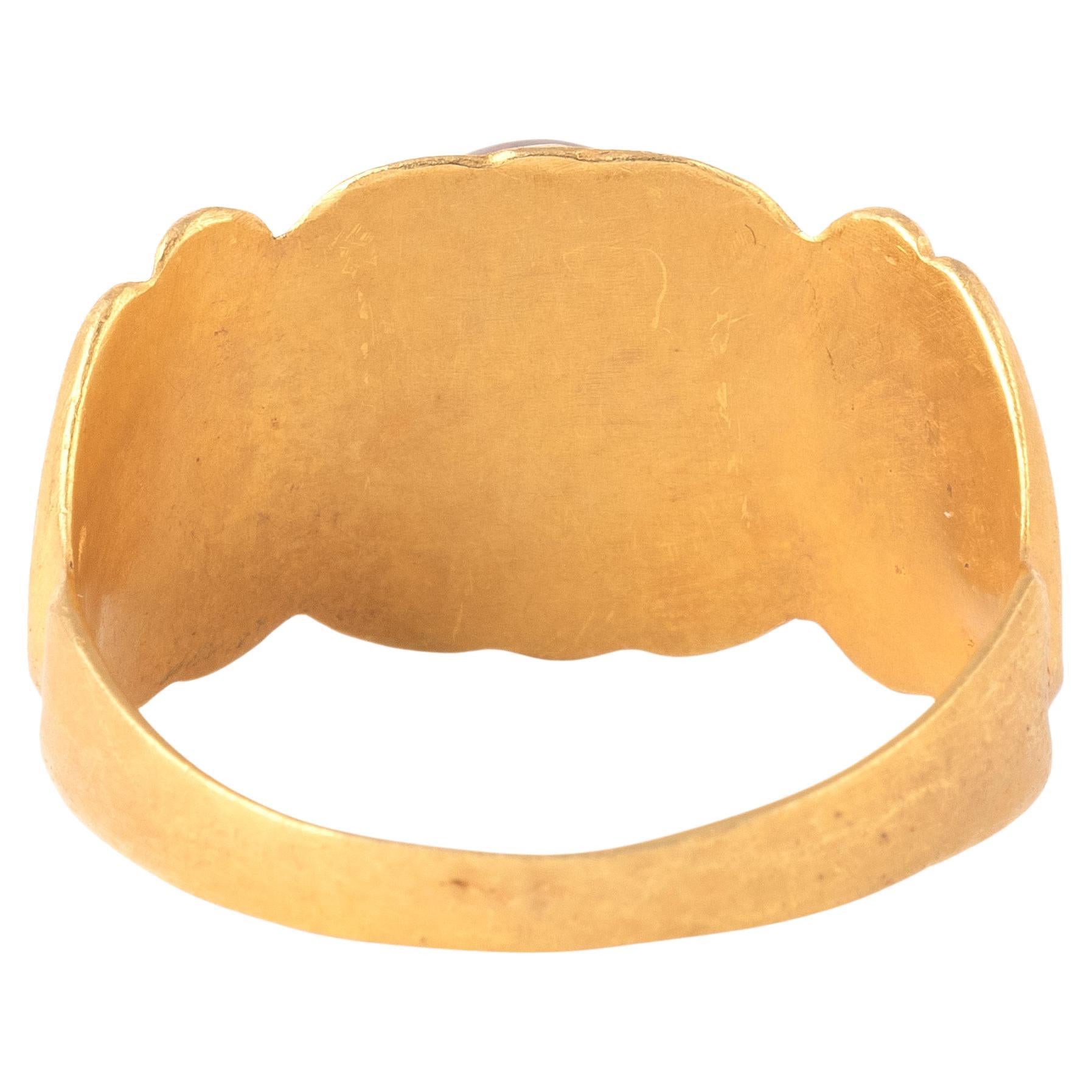 Romano classico Un anello romano con diaspro e Helios incastonato in oro antico in vendita