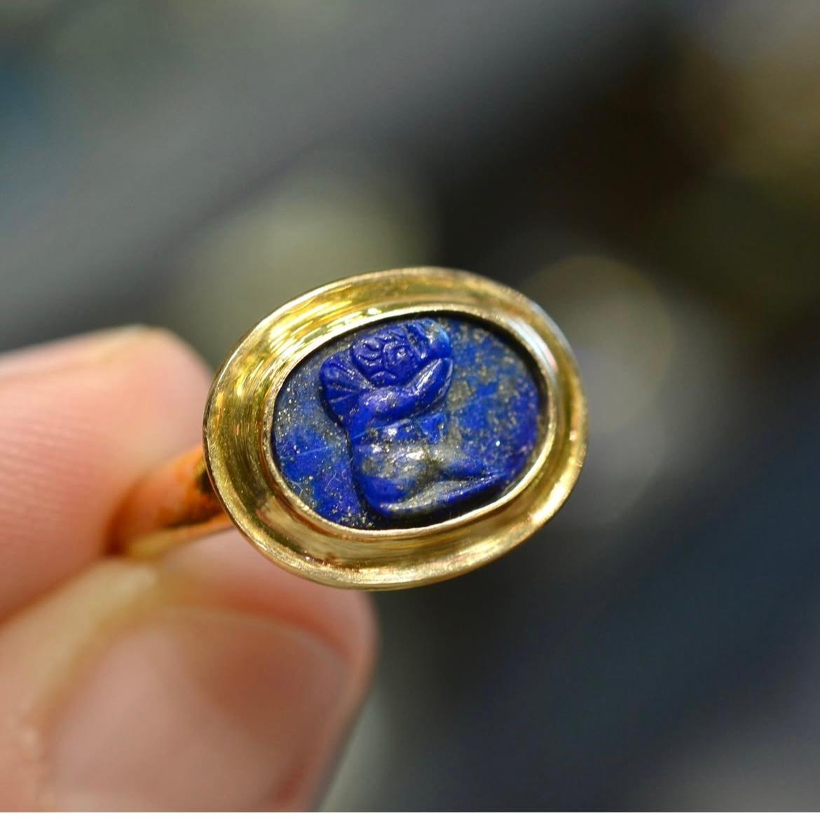 Women's or Men's A Roman Lapis-Lazuli Cameo Of Cupid Circa 2nd Century A.D. For Sale