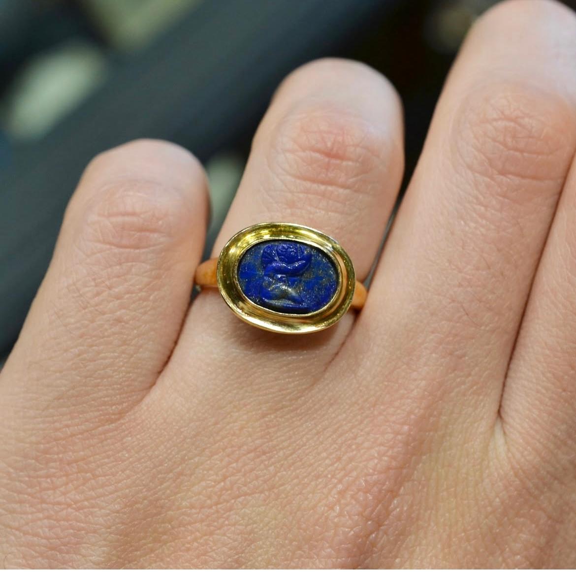 A Roman Lapis-Lazuli Cameo Of Cupid Circa 2nd Century A.D. For Sale 1