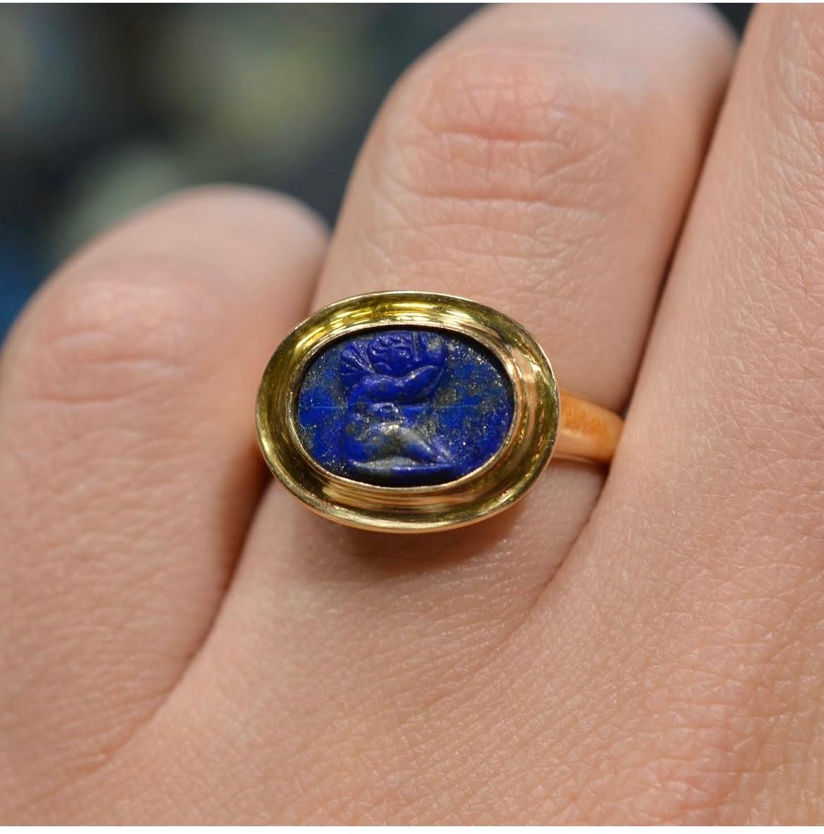 A Roman Lapis-Lazuli Cameo Of Cupid Circa 2nd Century A.D. For Sale 2