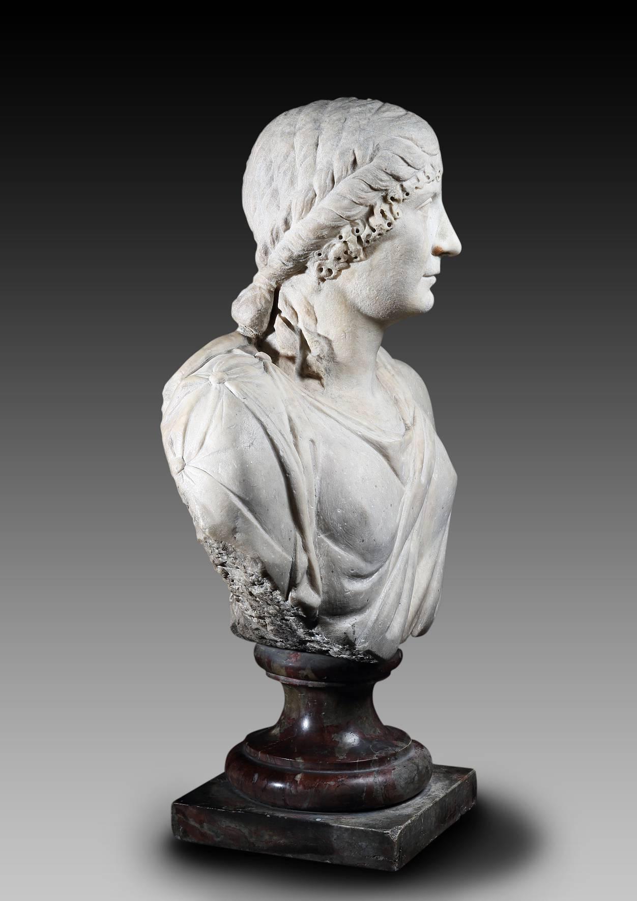 Classical Roman Roman Marble Presumed Portrait of Agrippina Maior, circa 14 BC-33 AD For Sale