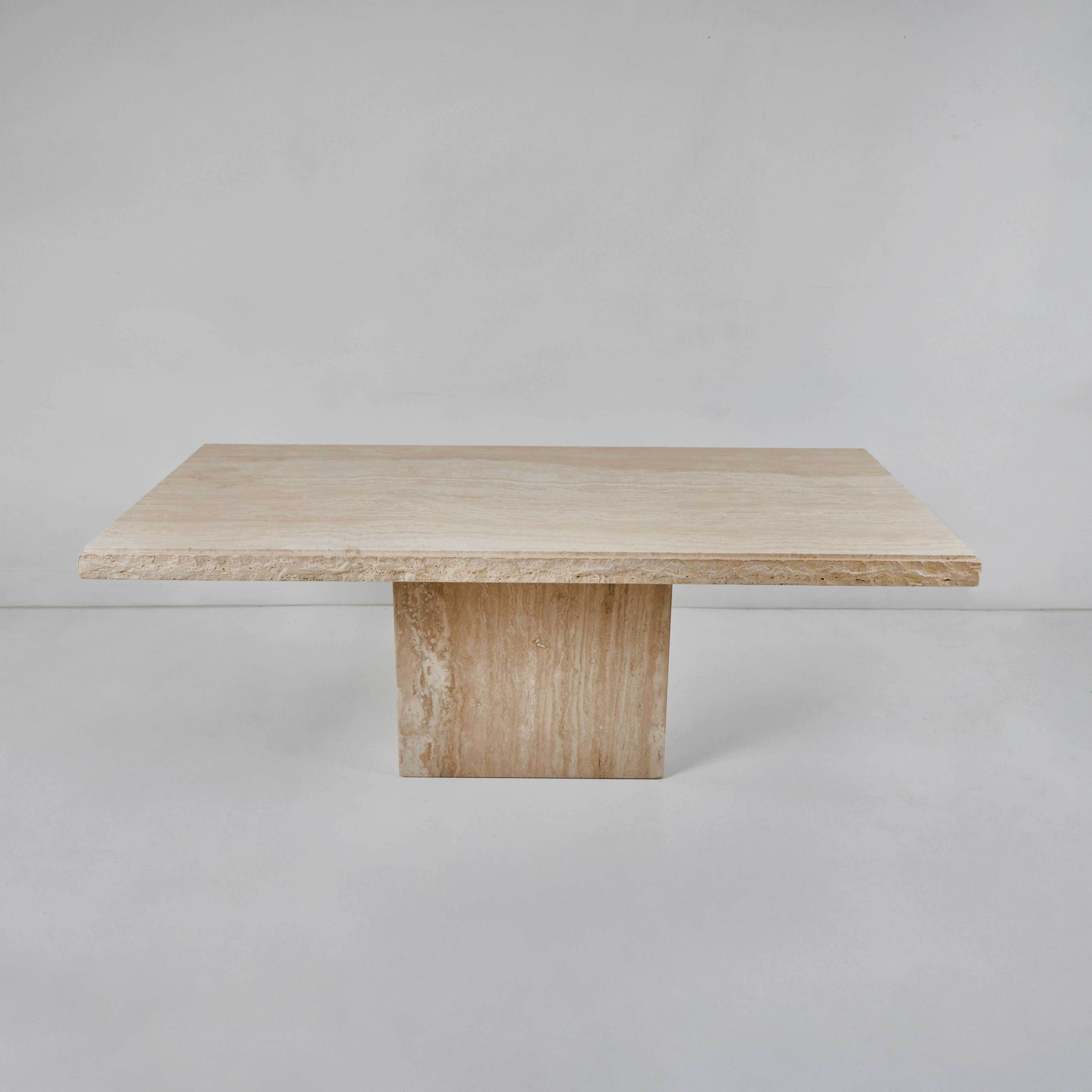Italian A Roman Travertine Dining Table with a Quarry Edge For Sale