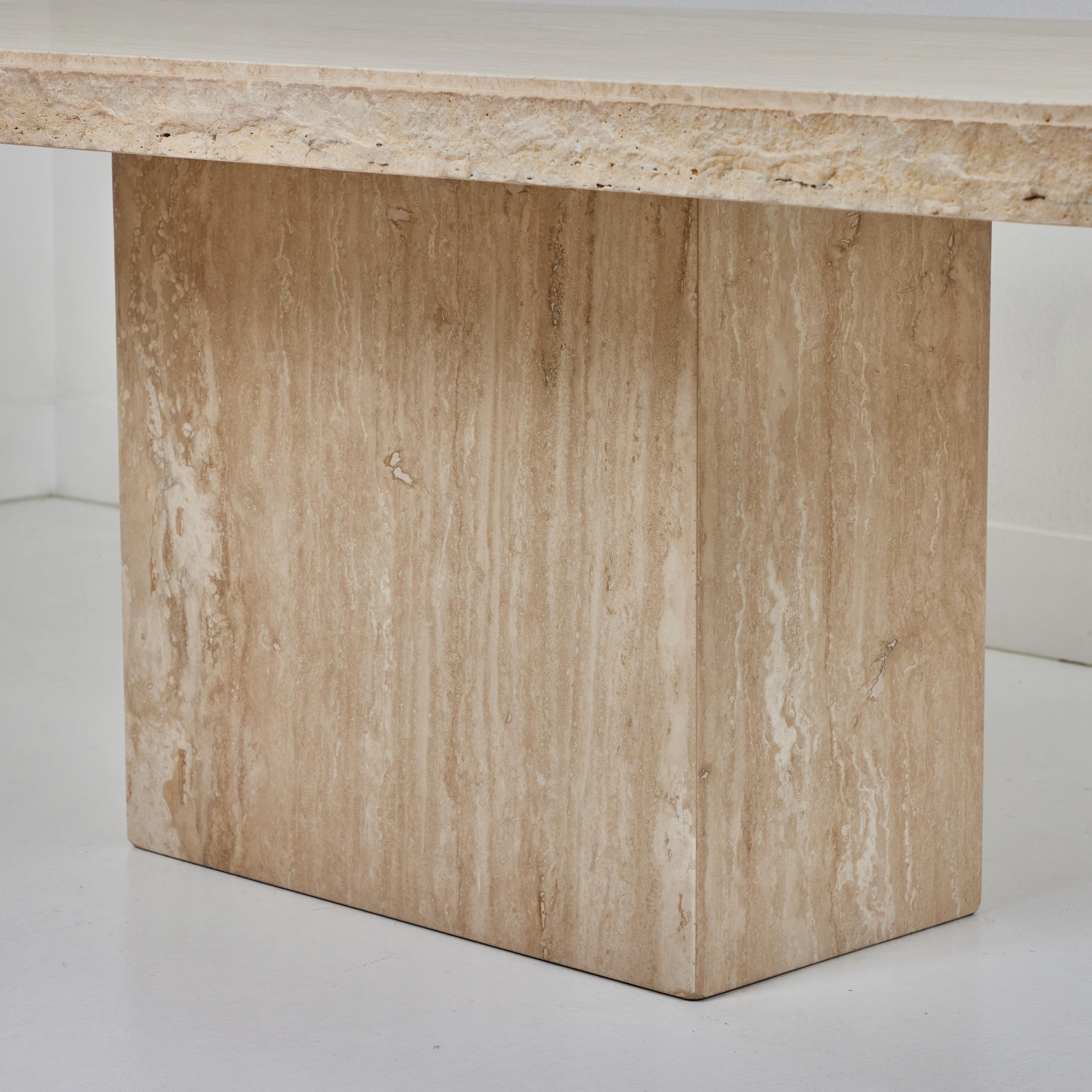 Polished A Roman Travertine Dining Table with a Quarry Edge For Sale