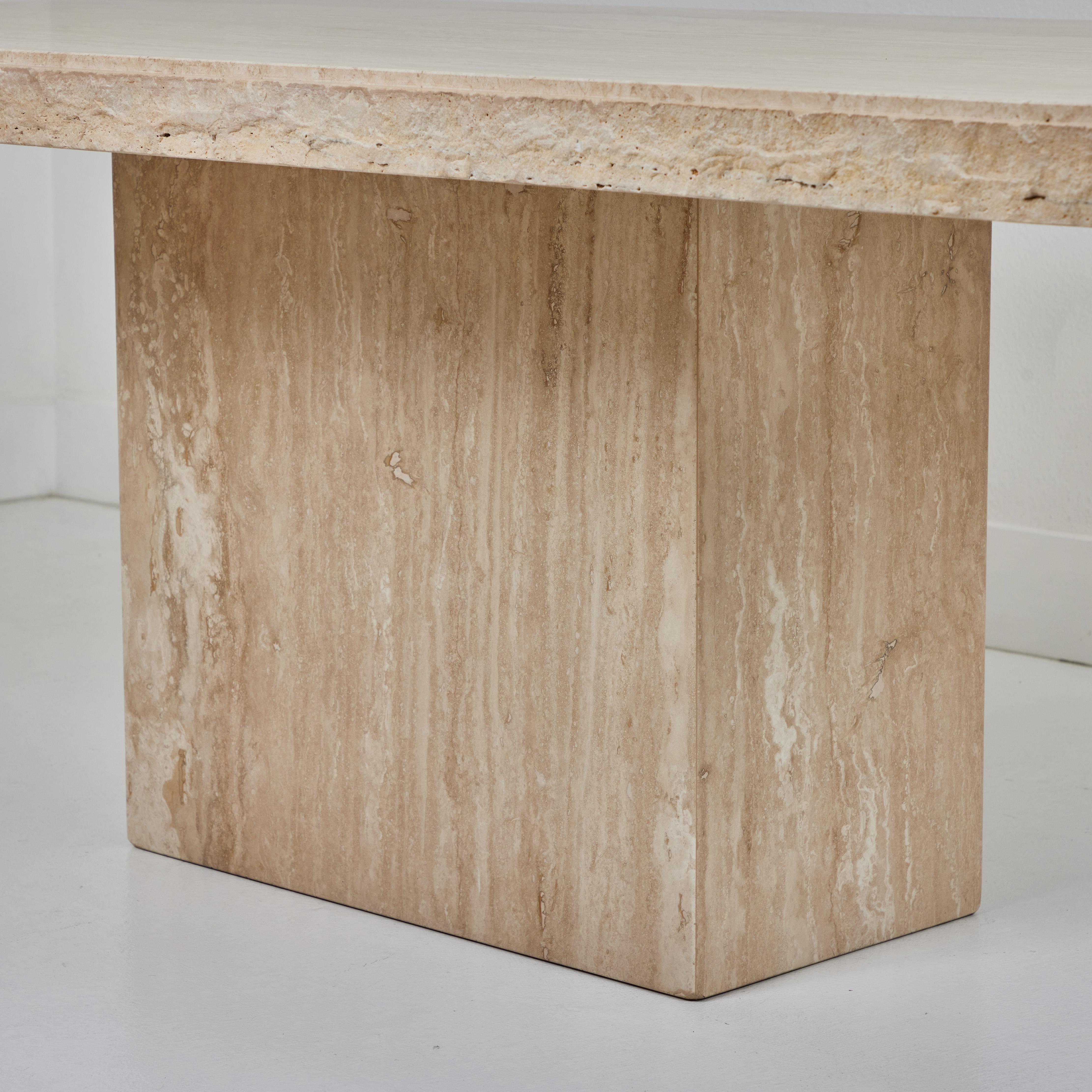 Italian A Roman Travertine Dining Table with a Quarry Edge