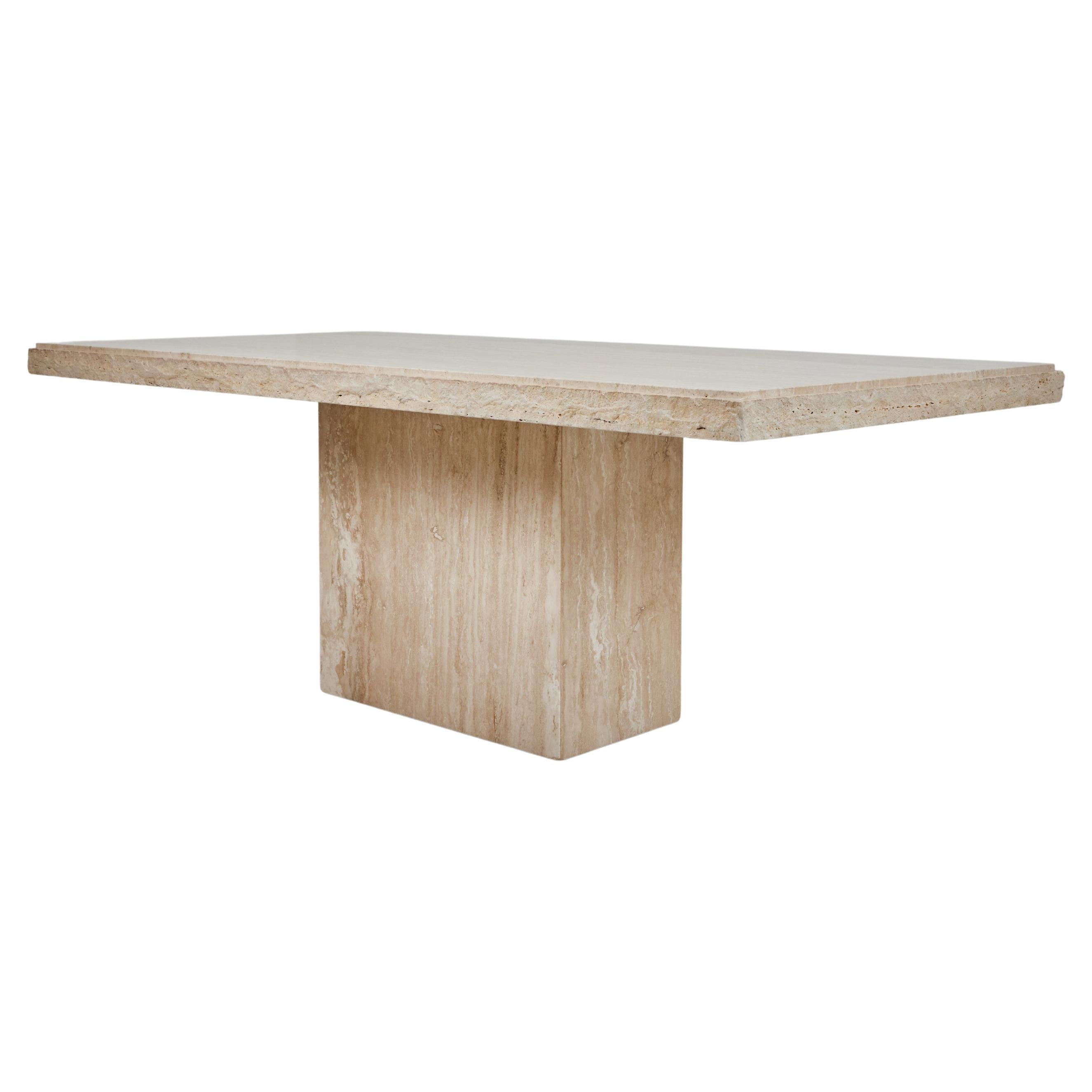 A Roman Travertine Dining Table with a Quarry Edge For Sale