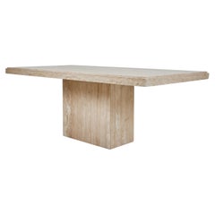 A Roman Travertine Dining Table with a Quarry Edge
