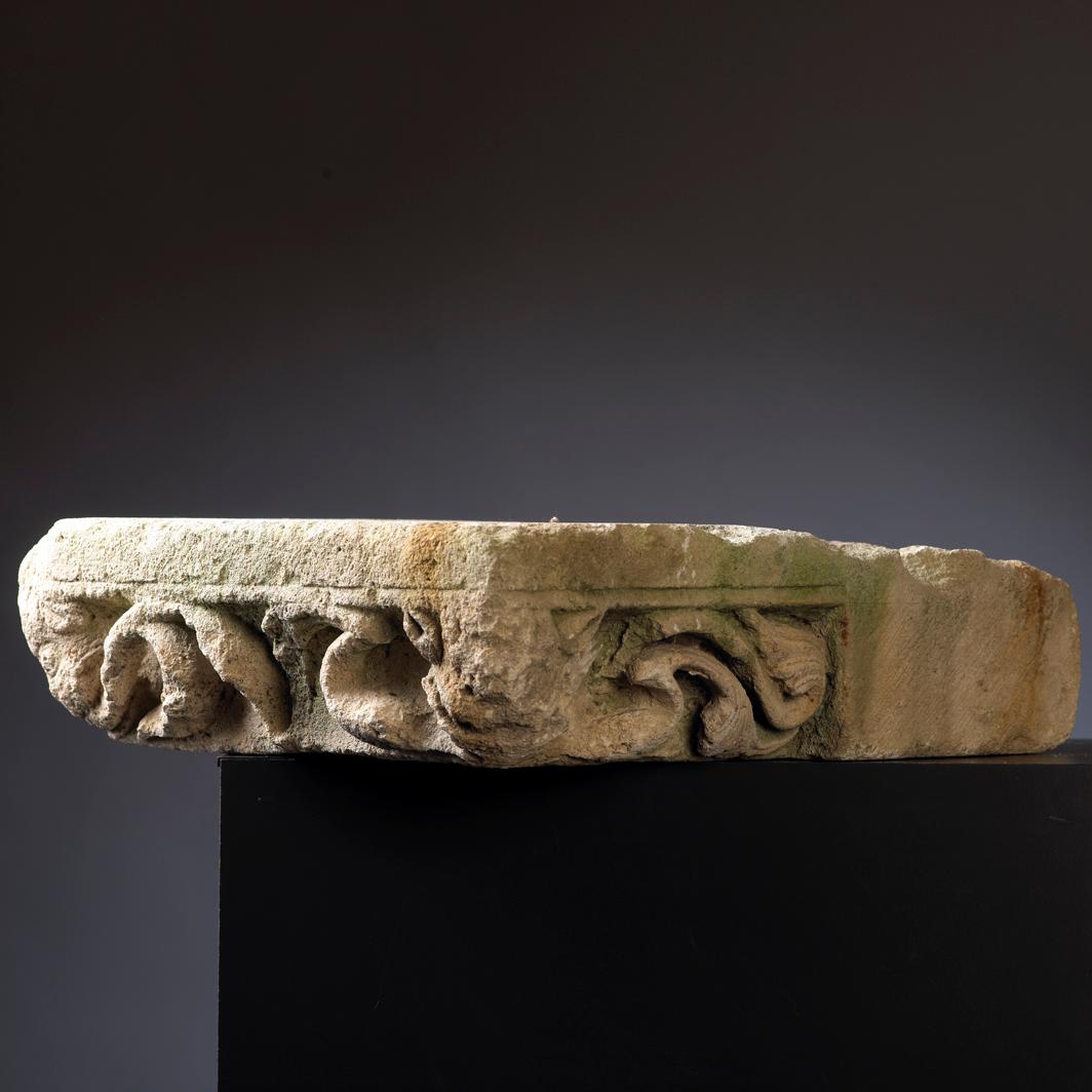 A Romanesque stone with mythical animals, 12th-13th century, France.
A flat stone with sculpted animals / devils on the sides. The animals were carefully worked out and were very well preserved.
Exceptional piece that carries the spirit of the