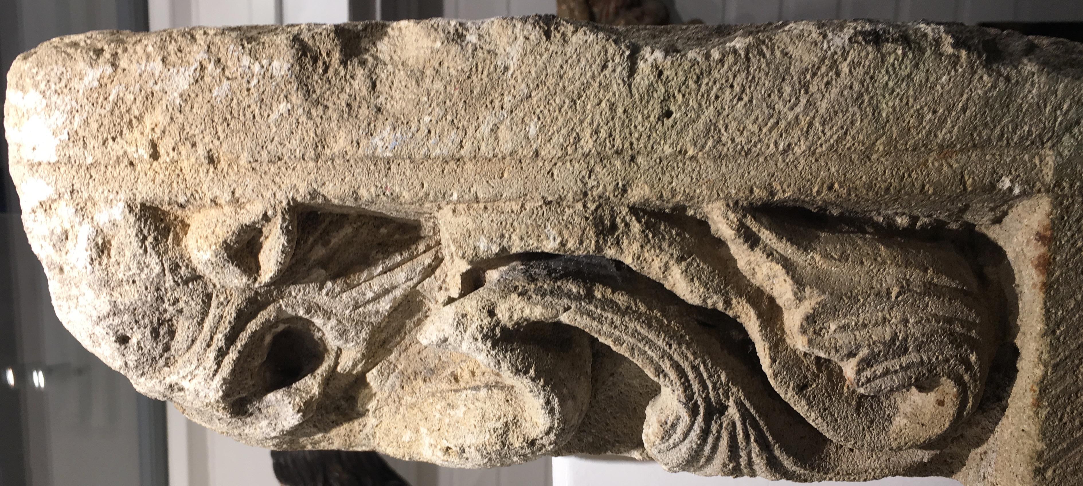 Medieval Romanesque Stone with Mythical Animals, 12th-13th Century, France For Sale