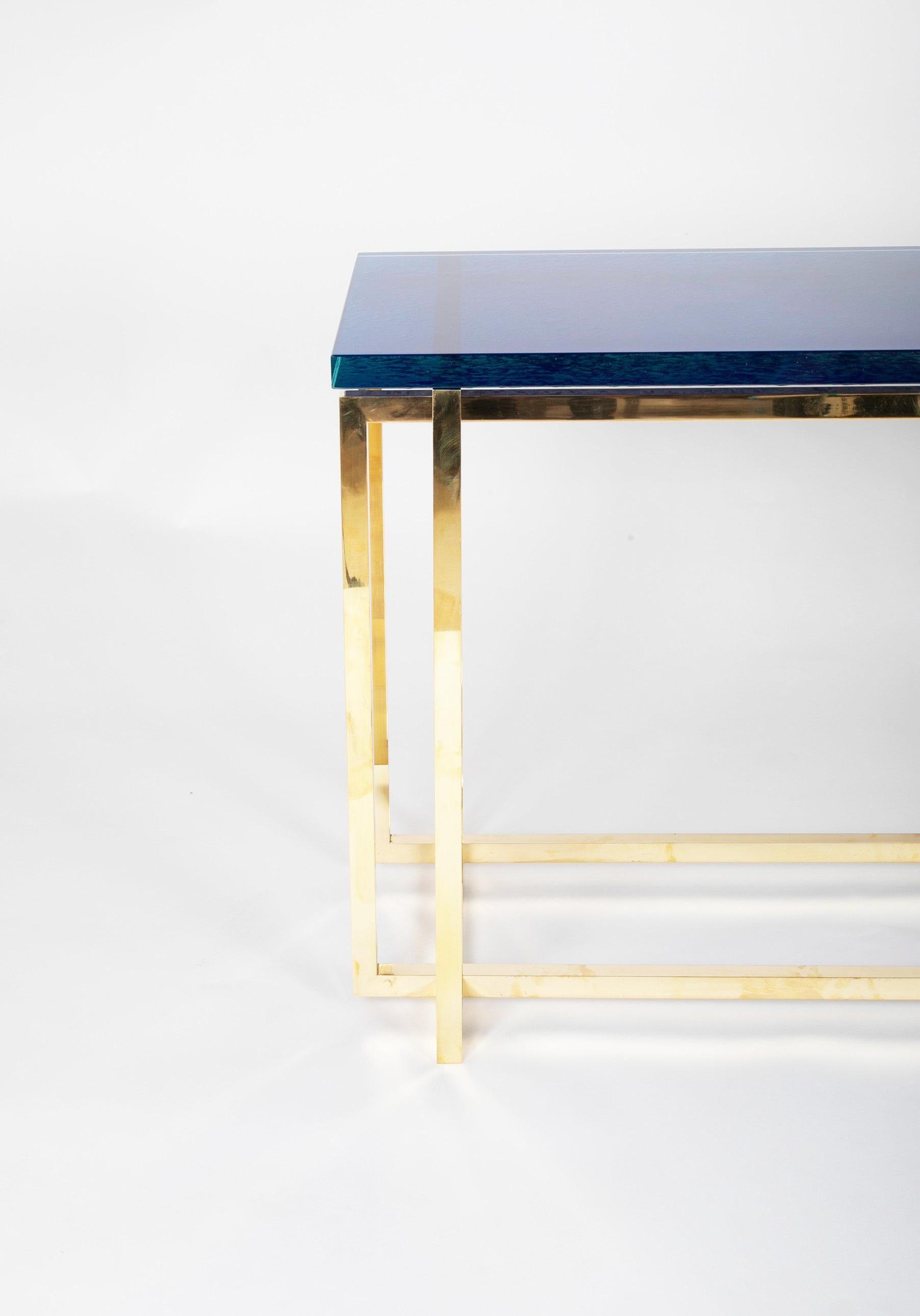 Romeo Rega Brass Console Table with Custom Top For Sale 5