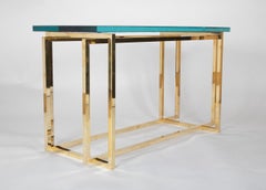 Tavolo consolle in ottone Romeo Rega con piano personalizzato