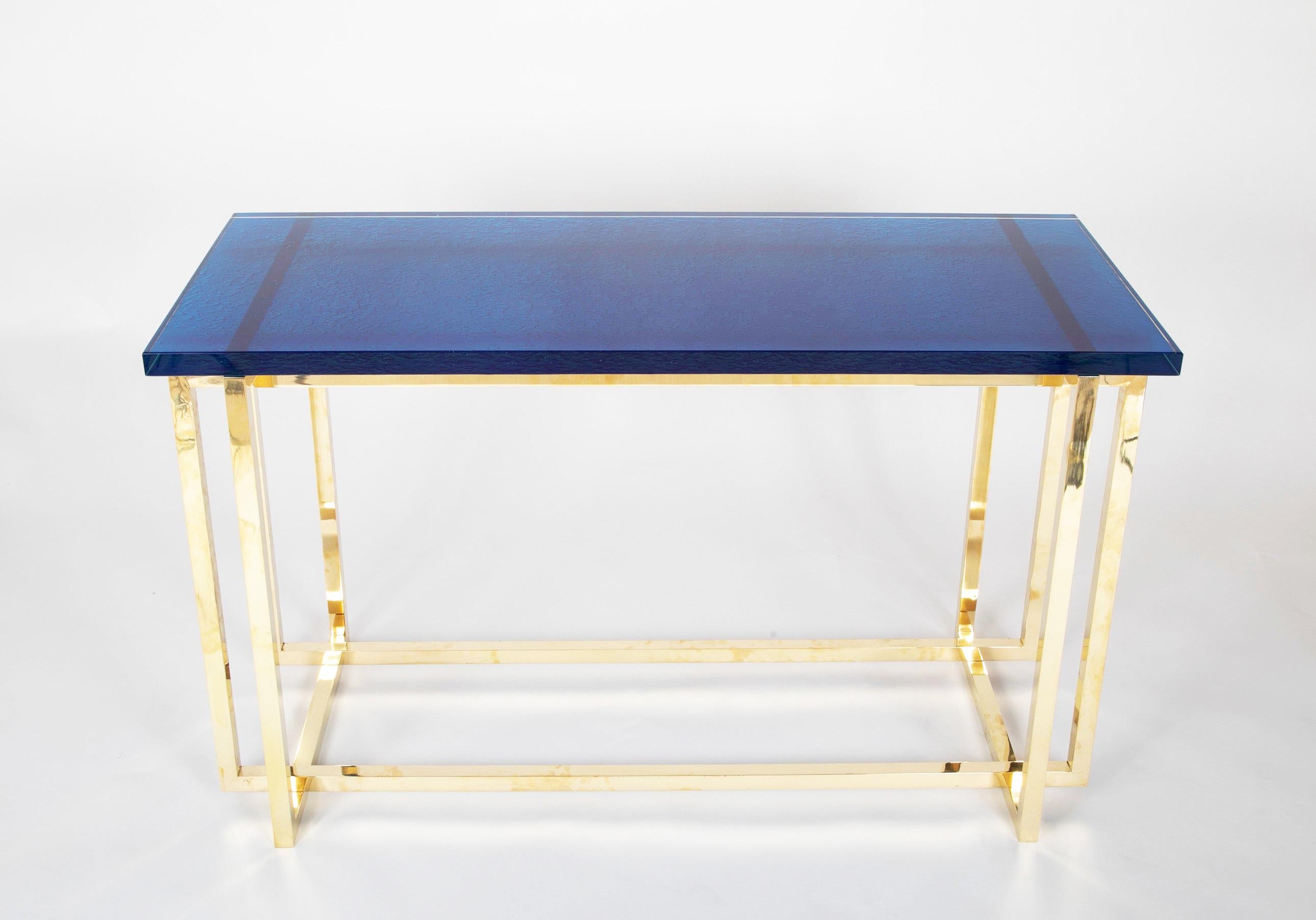 Romeo Rega Brass Console Table with Custom Top For Sale 2