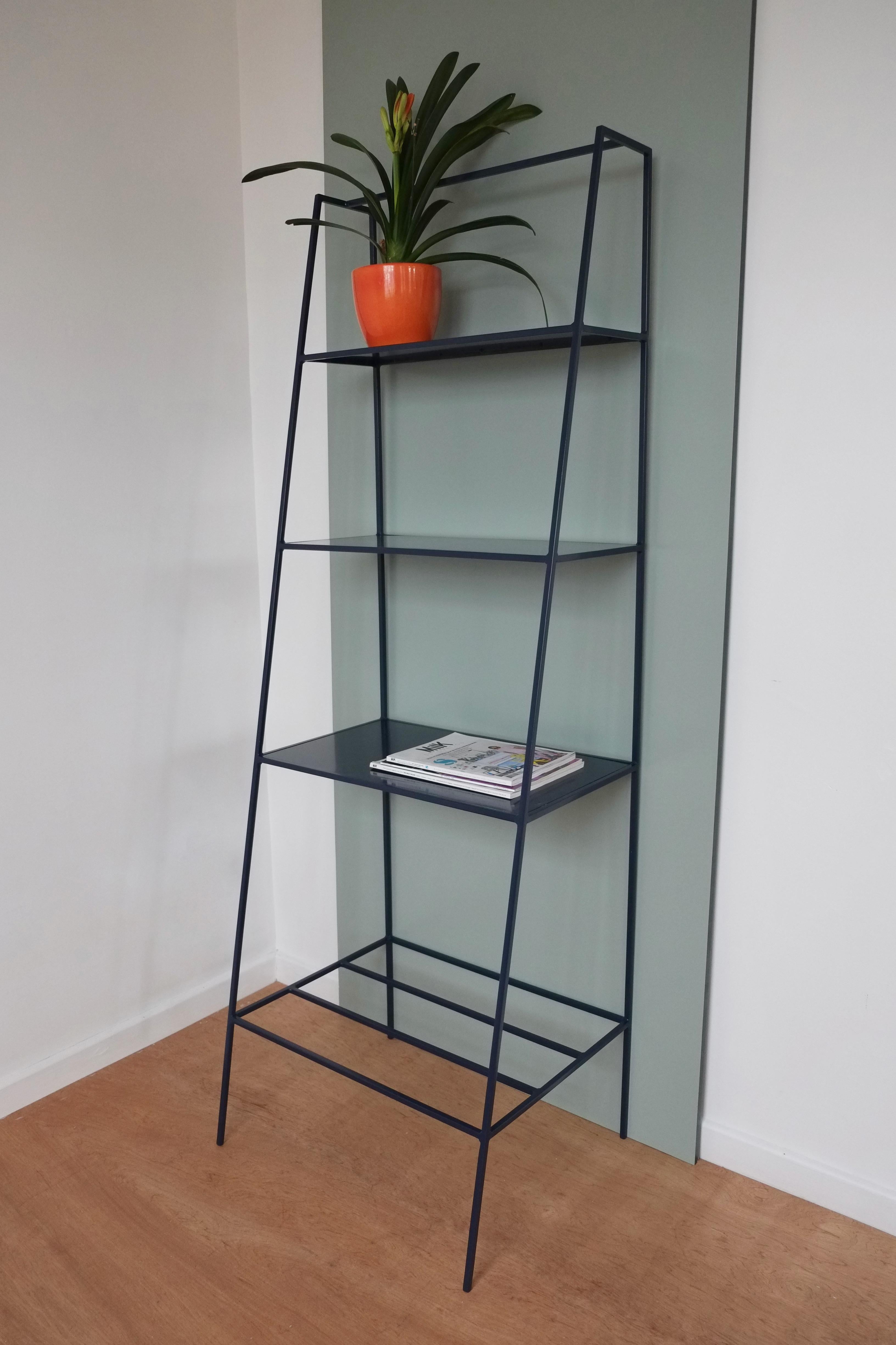 British Modern Bookcase Room Divider - Minimal Steel Metal Shelving For Sale
