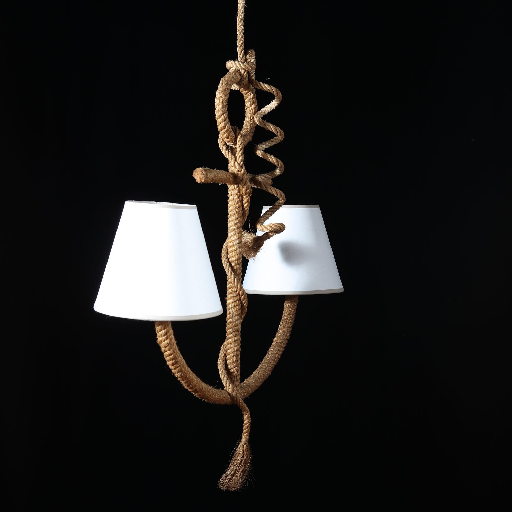 20th Century Rope Twist Achor Hanging Light by Audoux Minet