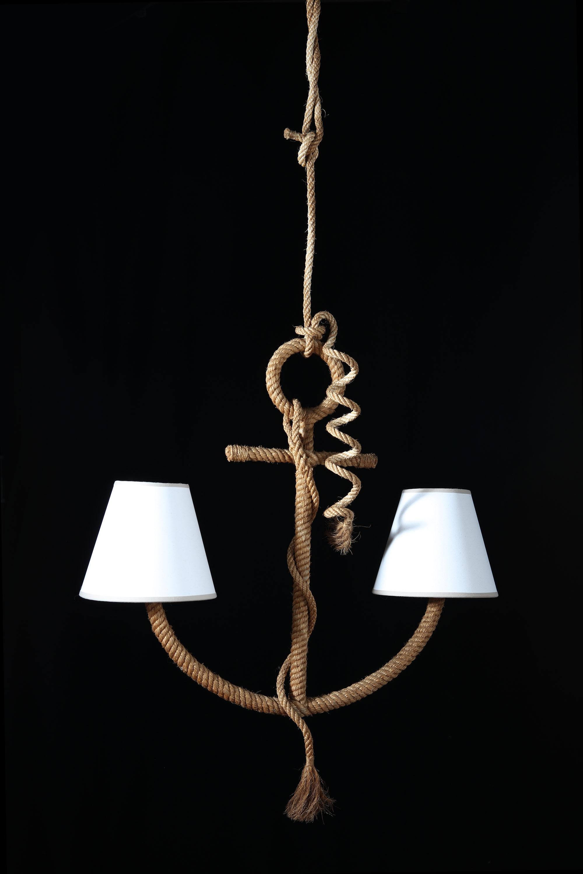 Rattan Rope Twist Achor Hanging Light by Audoux Minet