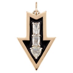 Rose-Cut Diamond and Enamel Arrow Pendant