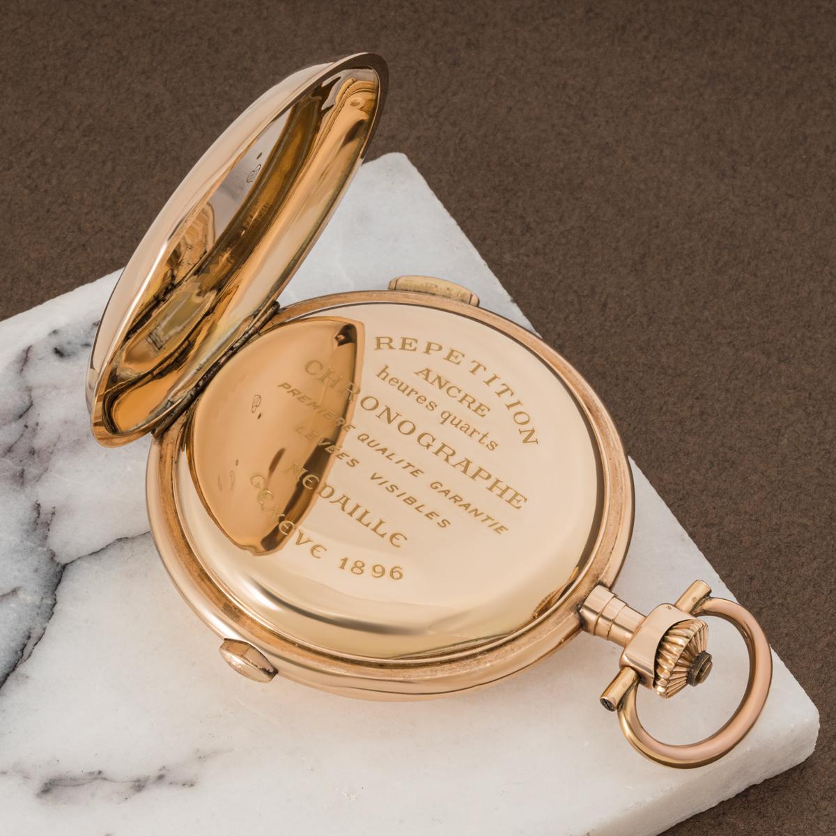 Quarter Repeater Chronograph Full Hunter Taschenuhr aus Roségold C1896, Full Hunter Herren