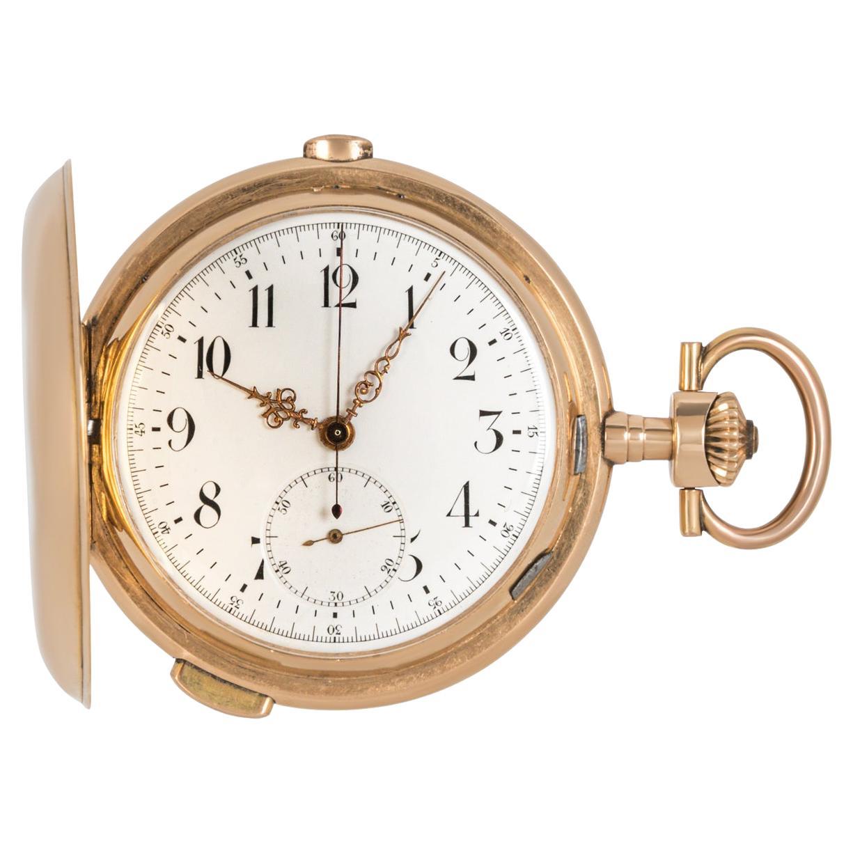 A Rose Gold Quarter Repeater Chronograph Full Hunter Pocket Watch C1896