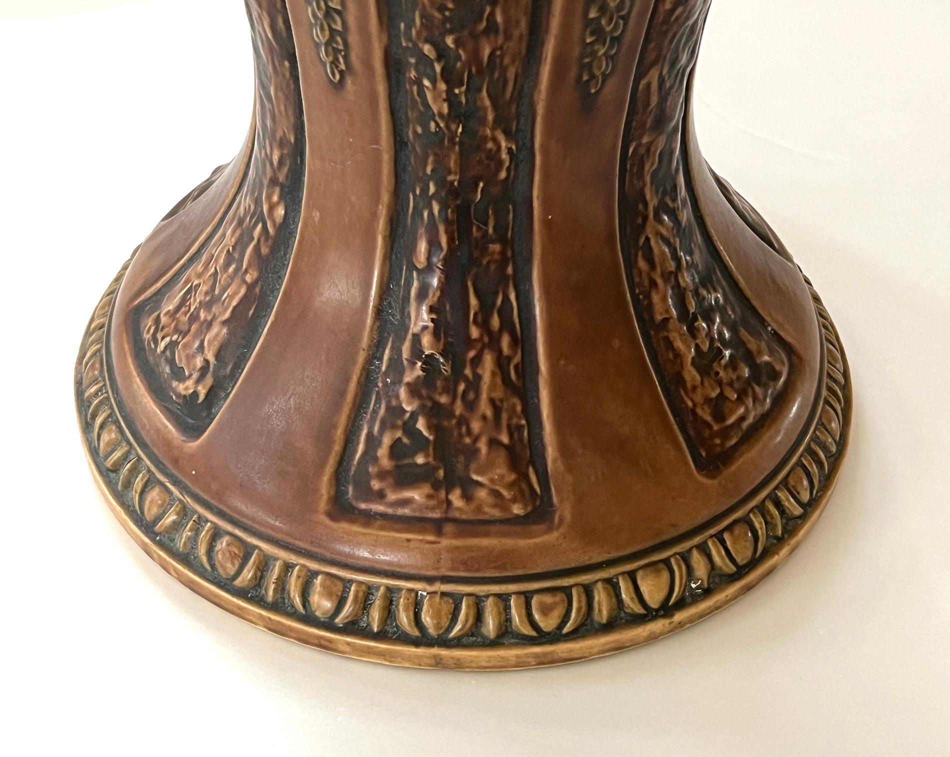 Early 20th Century A Roseville Pottery Florentine Pattern Jardiniere on Pedestal For Sale