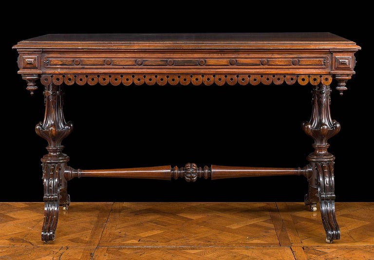 English Rosewood 19th Century Library Hall Table For Sale