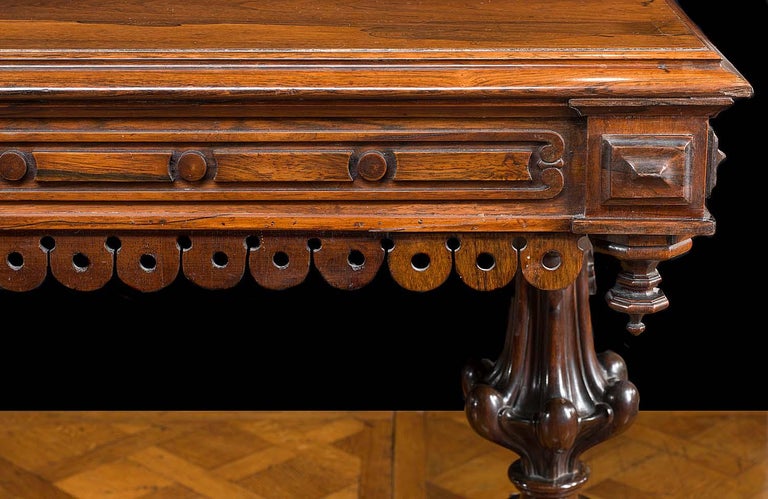 Carved Rosewood 19th Century Library Hall Table For Sale